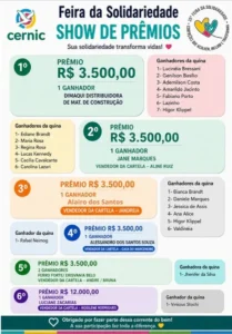 Show de Prêmios do CERNIC divulga ganhadores da 35ª Feira da Solidariedade