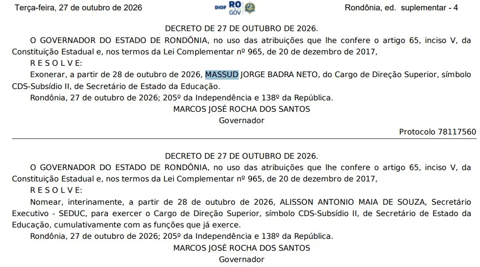 Governador demite secretário da Educação após 7 meses e nomeia cabo da PM interino