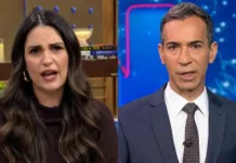 Chris Flores paralisa o ‘Melhor da Tarde’ e defende César Tralli ao vivo: “Pessoa errada”